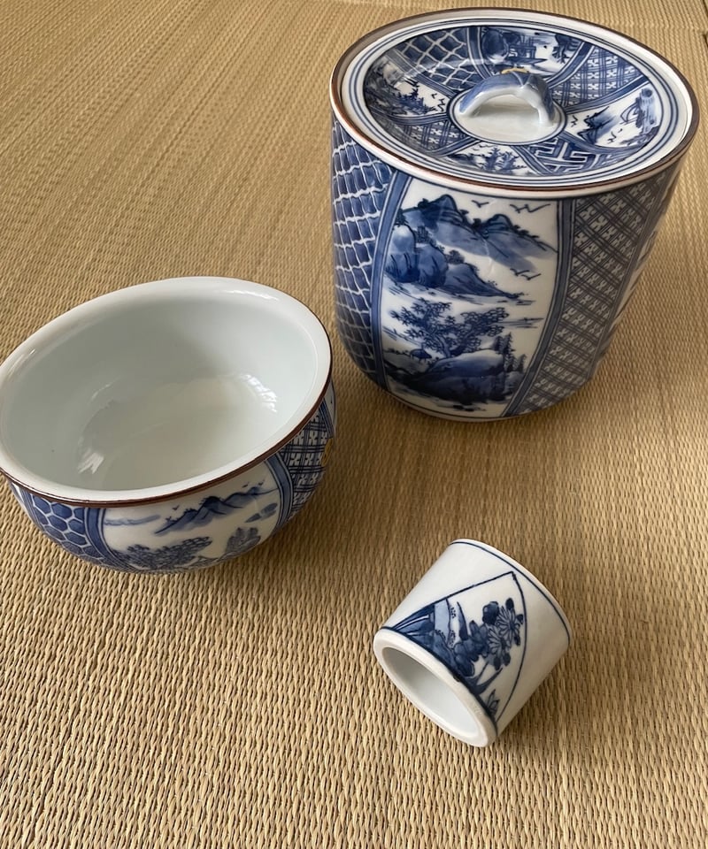 未使用保管品】短冊箱セット （未使用 清水焼在銘茶碗二種、水指建水蓋