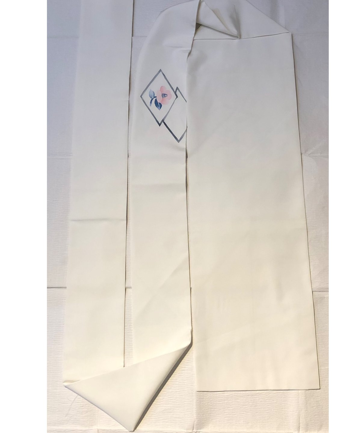 美品】正絹 椿に菱 塩瀬名古屋帯 白 | ginyoudo