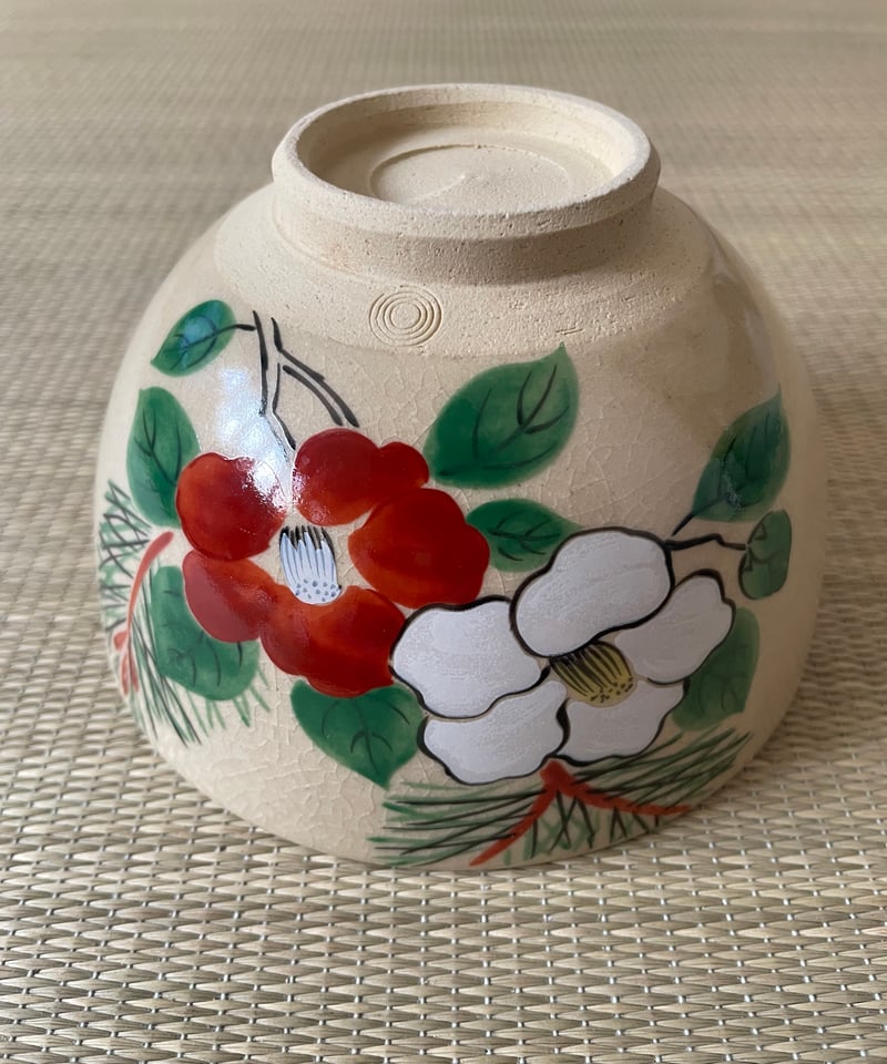 美品 紙箱付き】MOA美術館監修 小泉蔵珍窯 乾山写し 若松椿文茶碗
