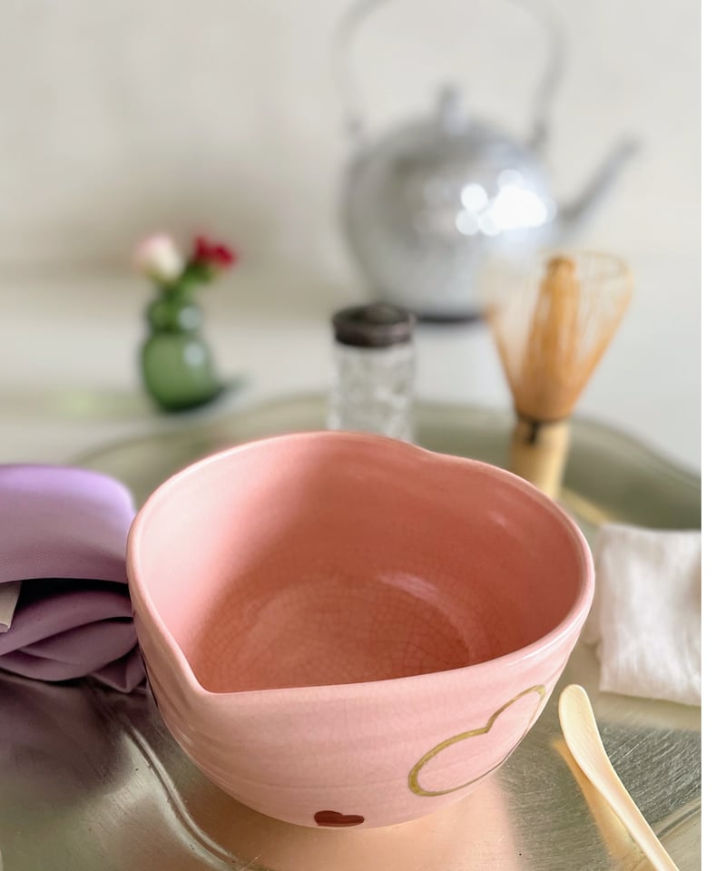 美品 在銘】中村良二造 ハート 抹茶碗 ピンク | ginyoudo