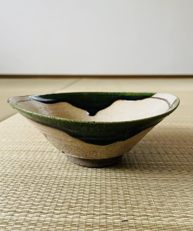 美品 在銘】松本鐵山造 松本鉄山 織部焼 平茶碗 | ginyoudo