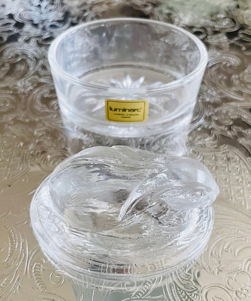 美品 未使用保管品】フランス製 Luminerc ガラス製うさぎ小物入れ