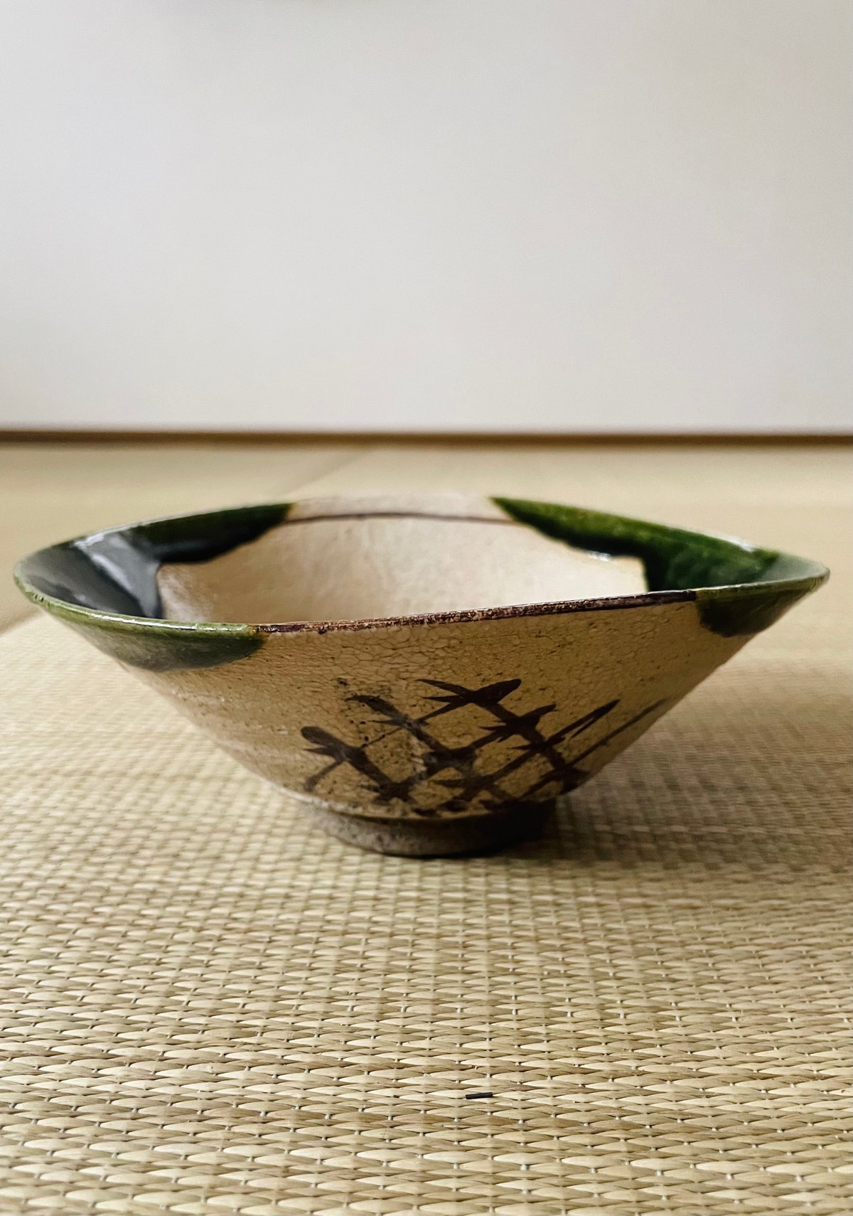 美品 在銘】松本鐵山造 松本鉄山 織部焼 平茶碗 | ginyoudo