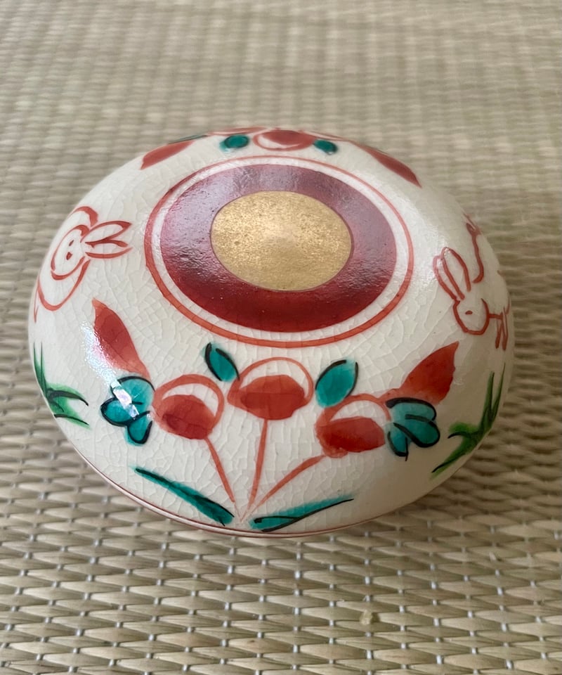 在銘】京焼 色絵 うさぎ（兎 ウサギ）香合 見立て薄茶器 | ginyoudo