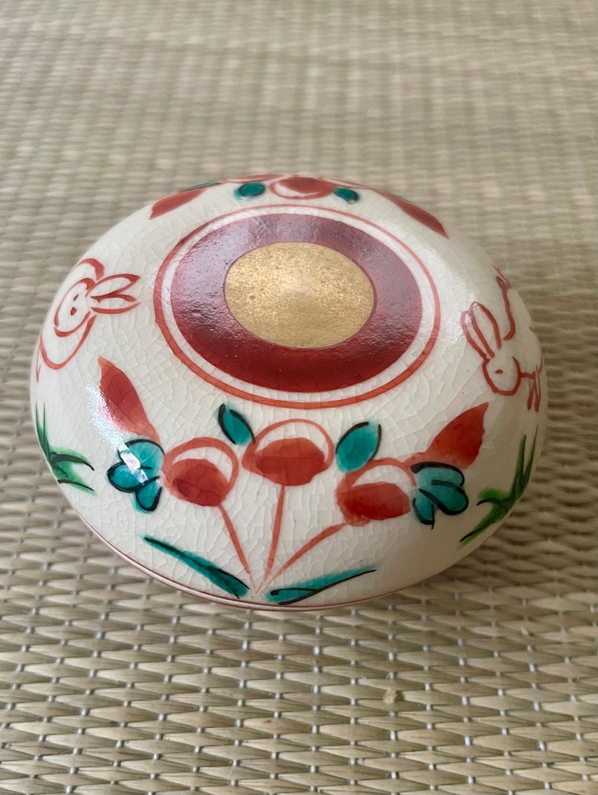 在銘】京焼 色絵 うさぎ（兎 ウサギ）香合 見立て薄茶器 | ginyoudo