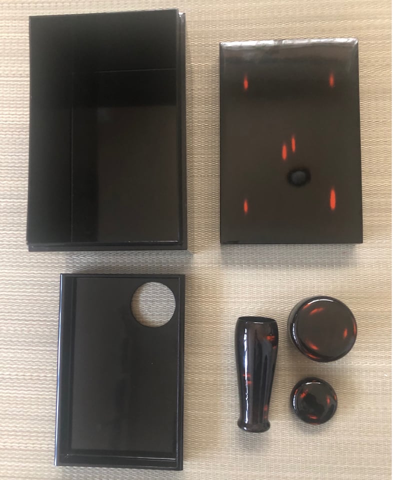 美品 木製】あけぼの塗り茶箱セット（平棗・茶筅筒・香合・うぐいす