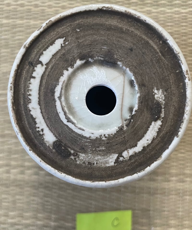 傷有】 江戸後期 染付 手描き 蕎麦猪口 植木鉢 盆栽 植木鉢 葡萄唐草