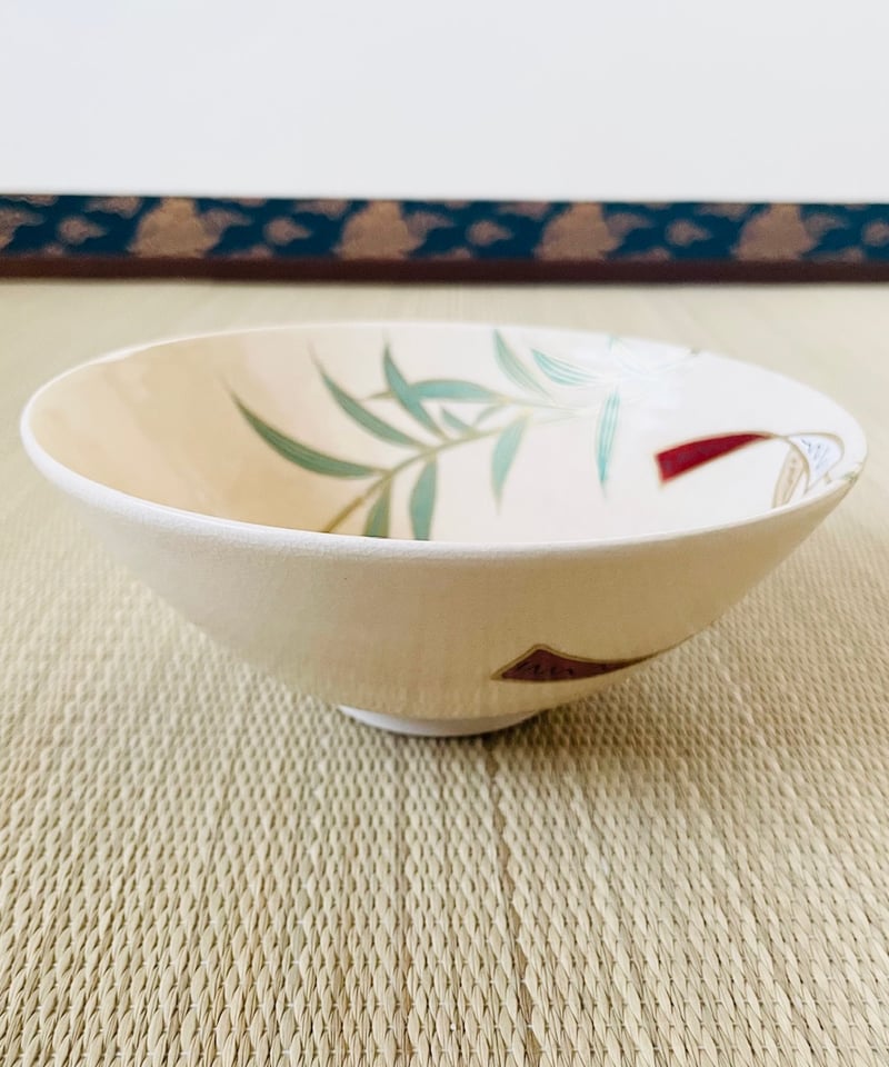 桐共箱付 小難有】城岳造 色絵七夕文 短冊 平茶碗 夏茶碗 | ginyoudo