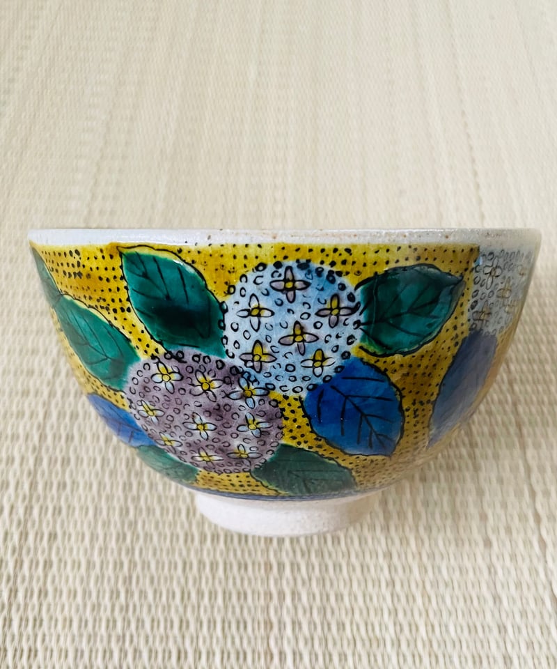 美品 桐箱付】九谷 白峰造 紫陽花茶碗 九谷五彩 抹茶碗 | ginyoudo
