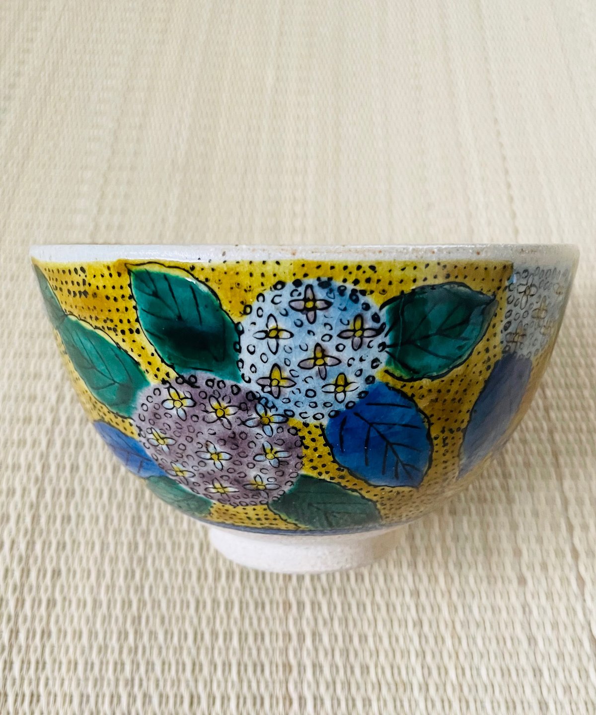 美品 桐箱付】九谷 白峰造 紫陽花茶碗 九谷五彩 抹茶碗 | ginyoudo