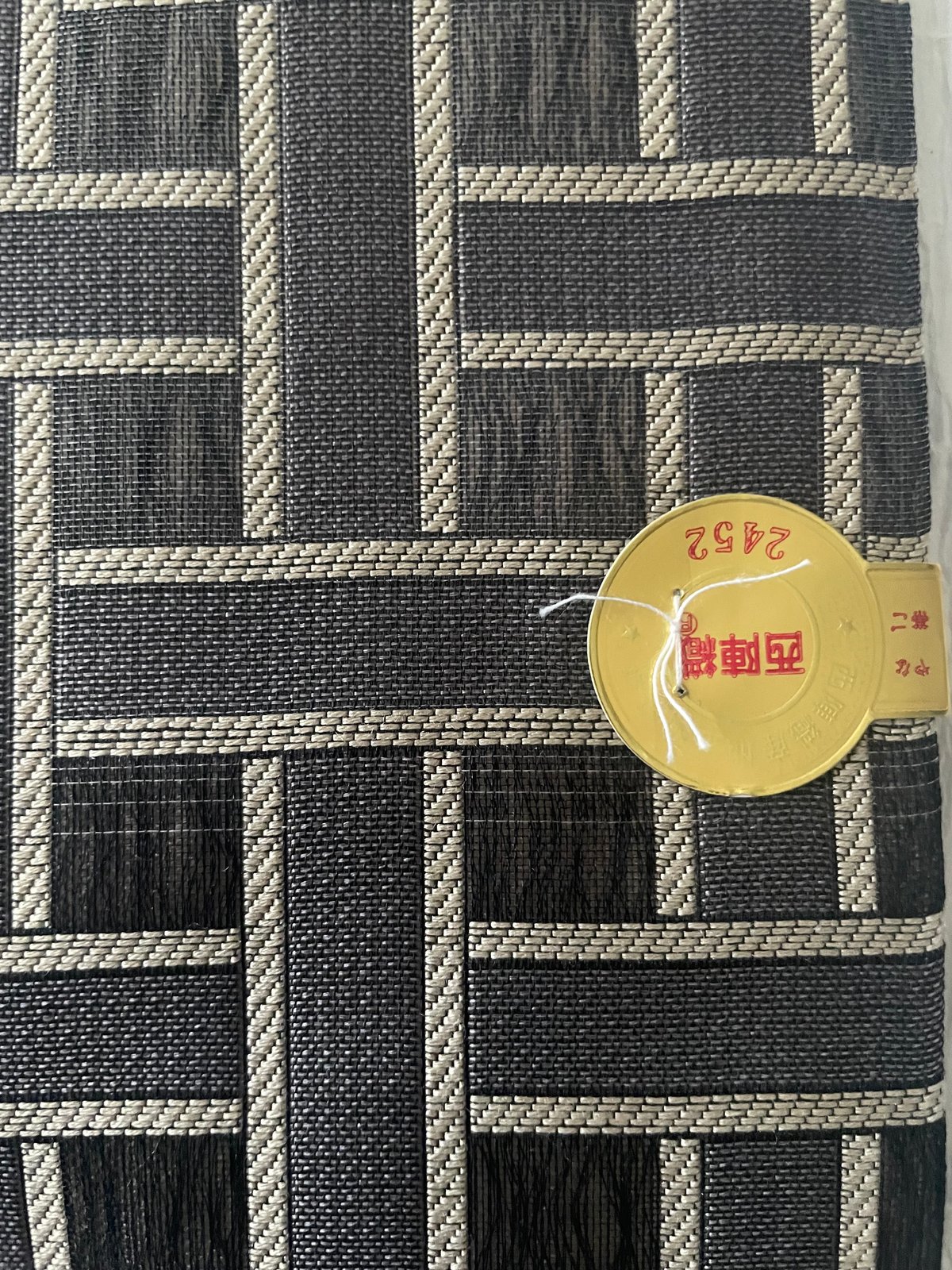 美品 未使用保管品】西陣織タグ付き 格子柄 網掛け 名古屋帯 グレー