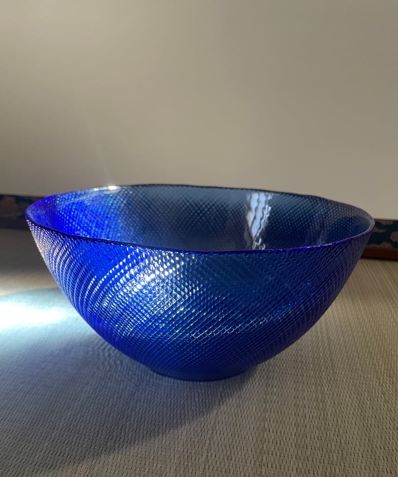 美品】フランス製 arcoroc ガラスボウル 大 格子柄 ブルー | ginyoudo
