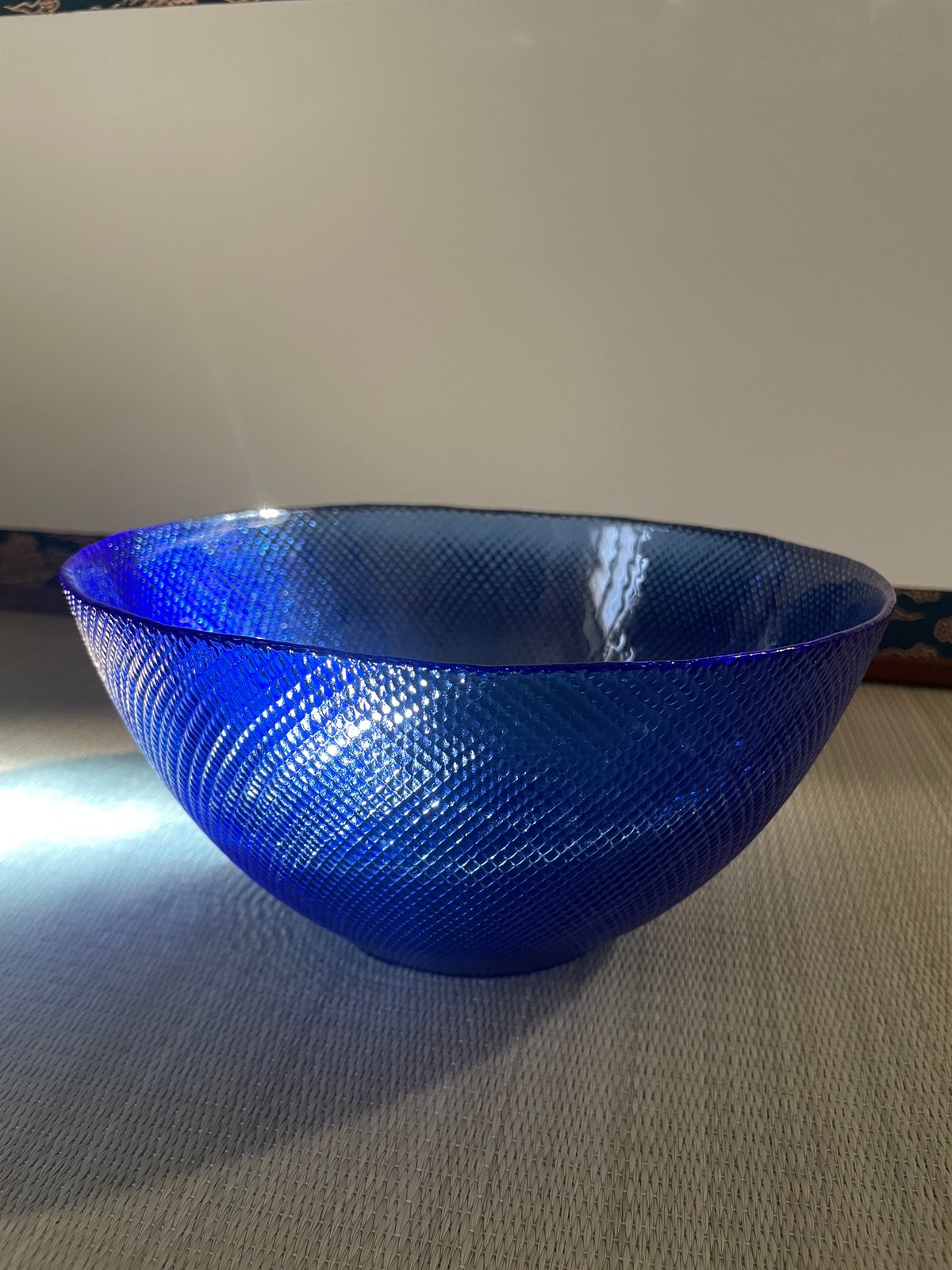 美品】フランス製 arcoroc ガラスボウル 大 格子柄 ブルー | ginyoudo