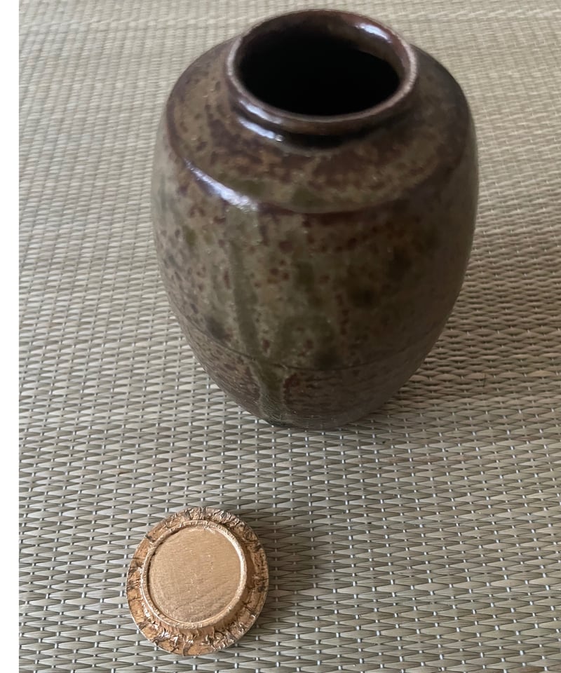 美品】在銘 尾中 丹波焼 肩衝 茶入れ 天然蓋 荒磯緞子 | ginyoudo