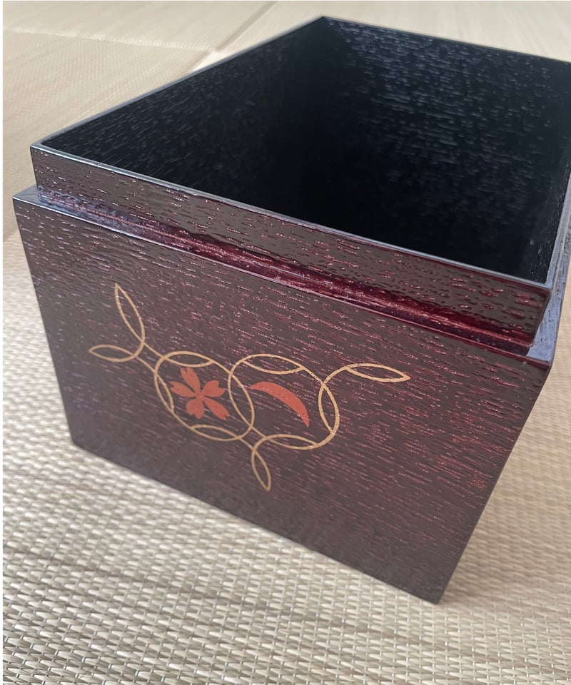 美品 木製】七宝繋ぎに雪月花 溜め塗り 桐 利休茶箱 茶箱用茶杓付き