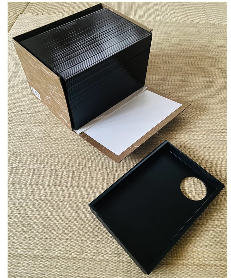 美品 特価】利休茶箱 プラスチック製 溜 筋入 無地 茶箱 溜め塗り