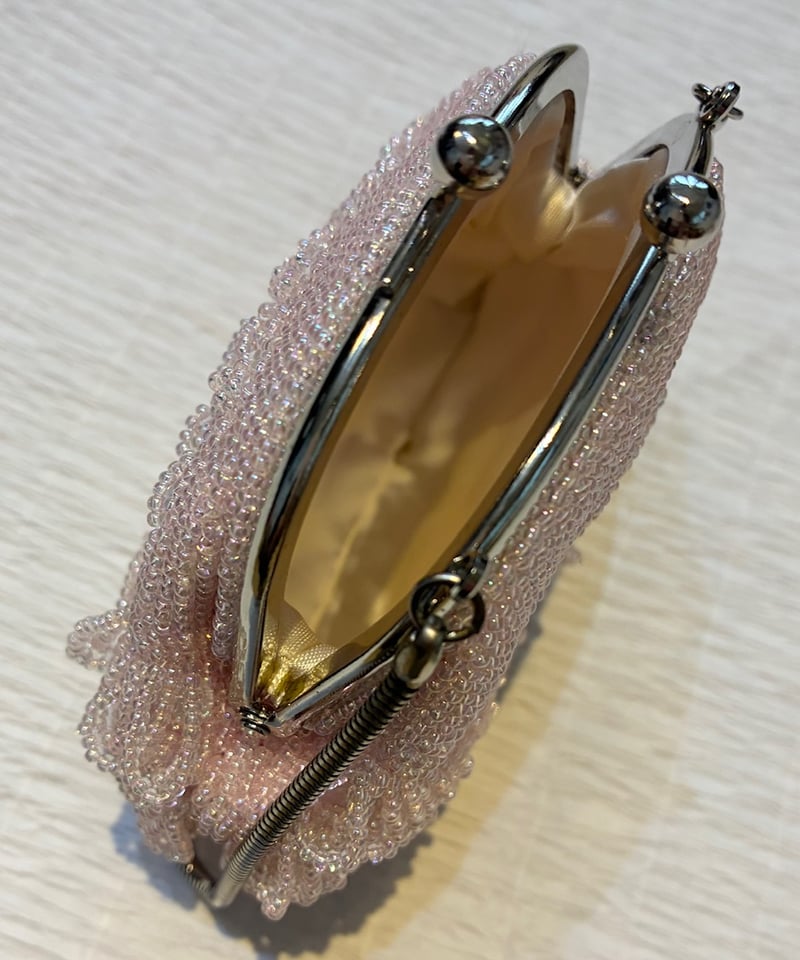 美品】昭和レトロ ビーズバッグ 和装用ビーズバッグ ピンク