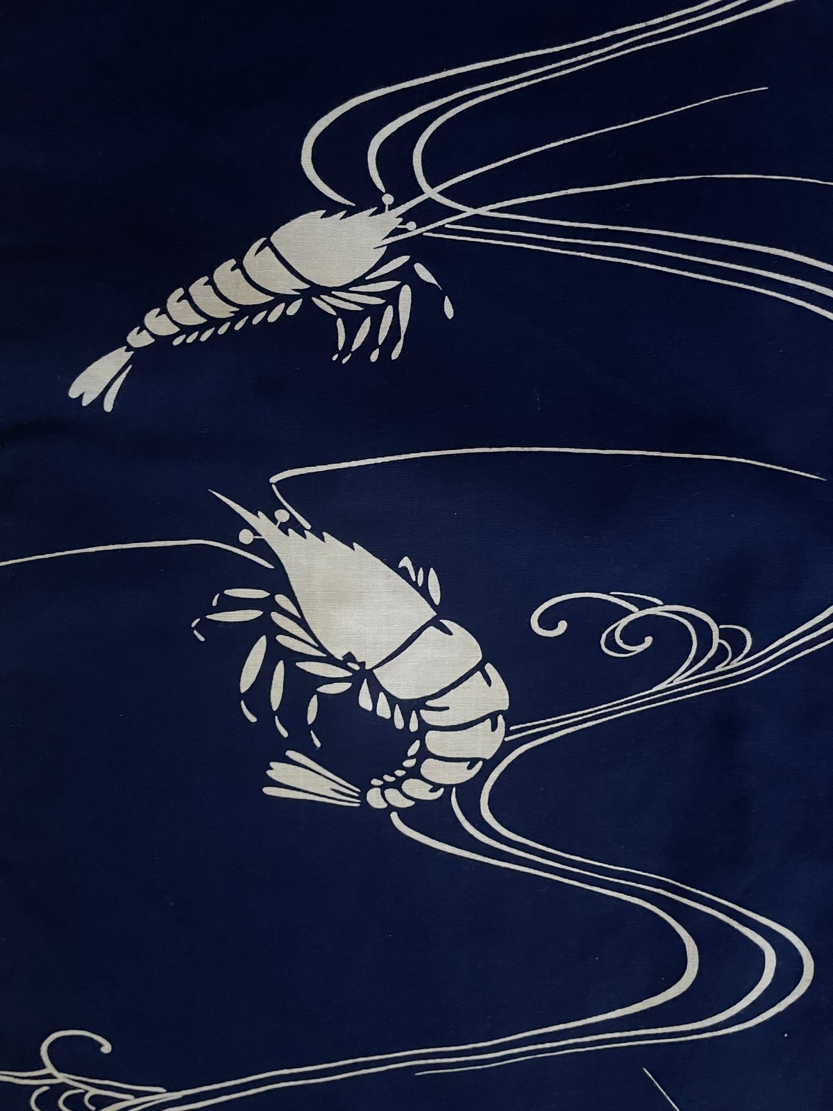 美品 希少柄】本染 海老流水文様 綿コーマ 浴衣 紺 | ginyoudo