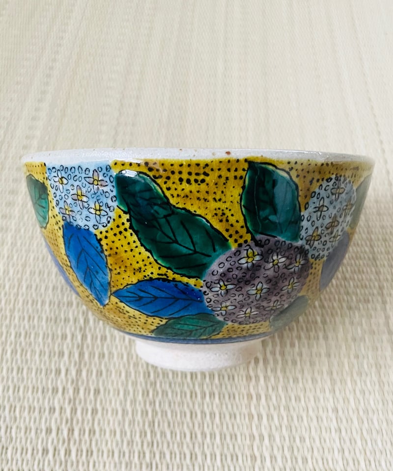 美品 桐箱付】九谷 白峰造 紫陽花茶碗 九谷五彩 抹茶碗 | ginyoudo
