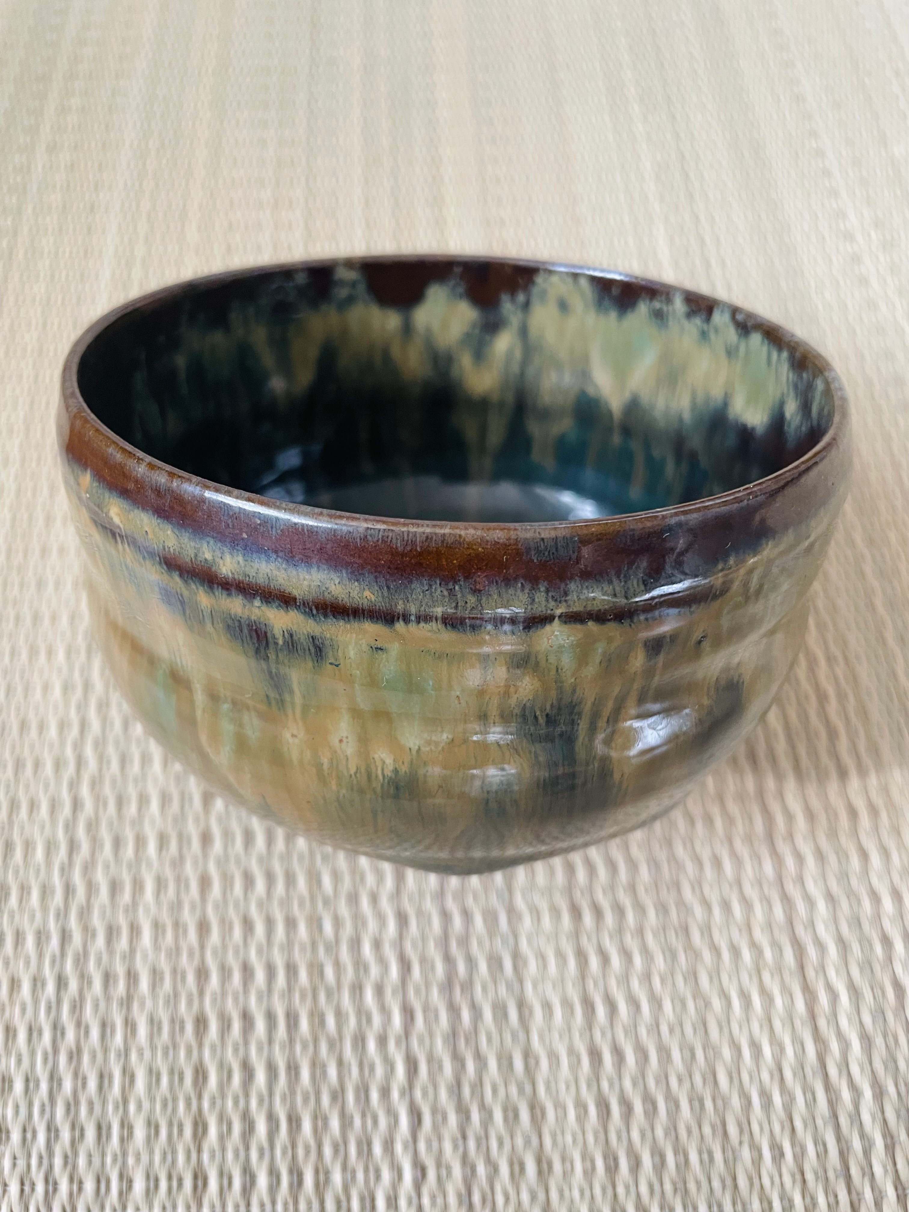 Ｗ１８２　茶碗　『小鹿田焼』『柳瀬春矼 作』　共箱　抹茶碗　茶道具 original