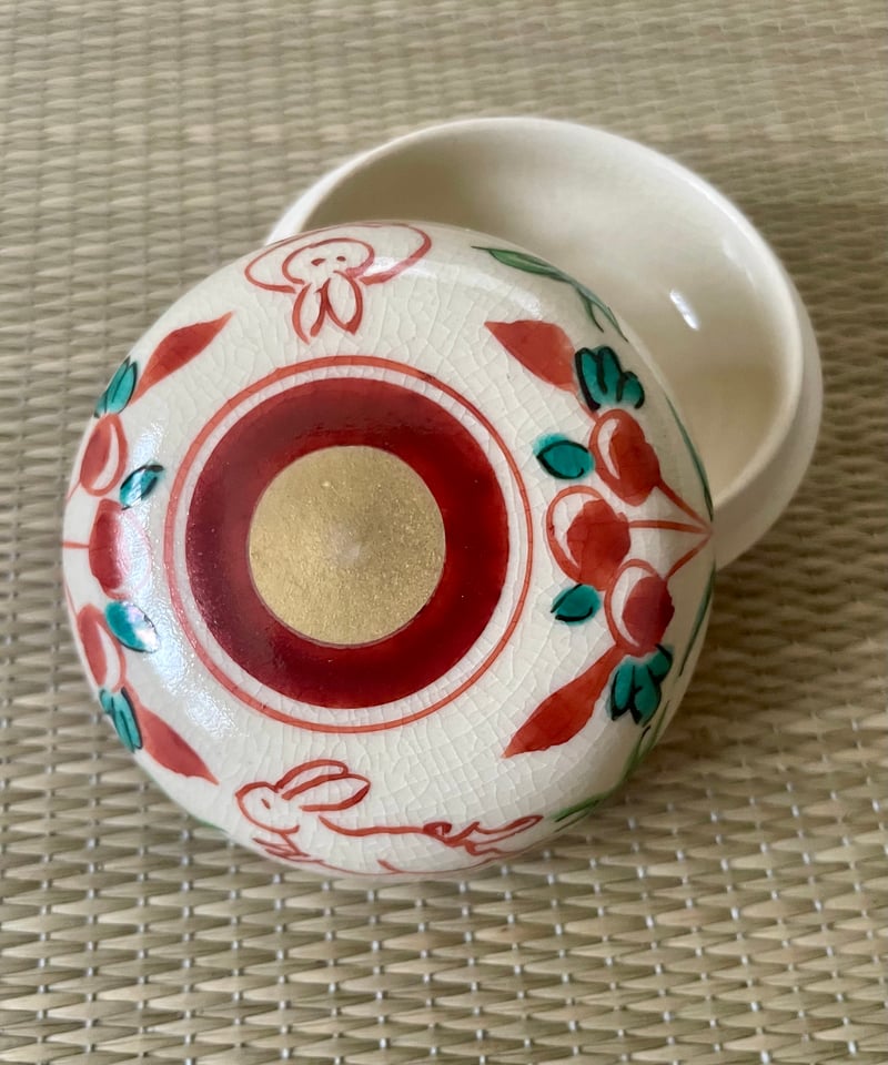 在銘】京焼 色絵 うさぎ（兎 ウサギ）香合 見立て薄茶器 | ginyoudo