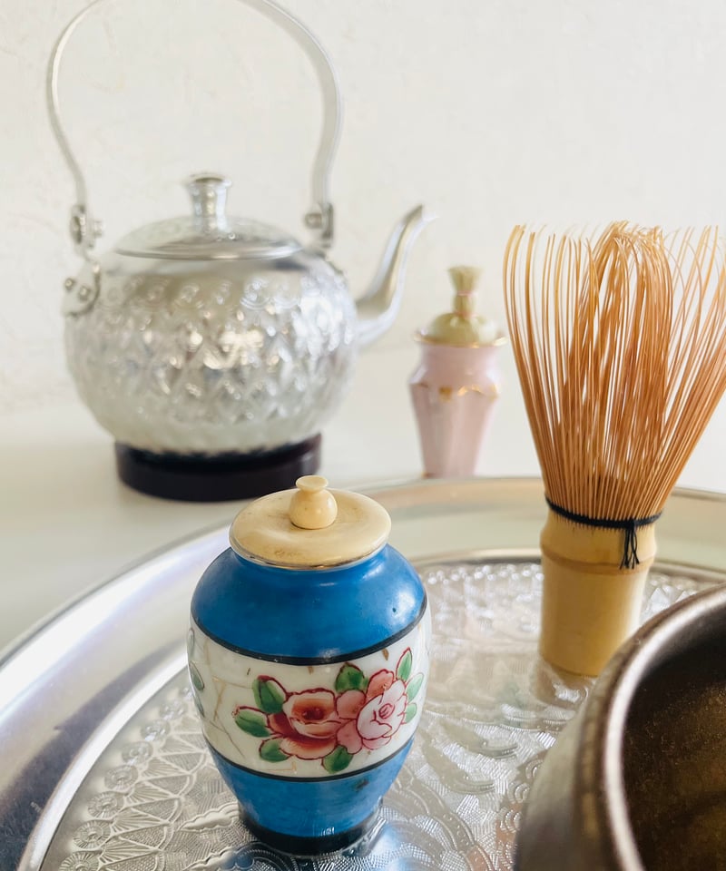 希少】MADE IN OCCUPIED JAPAN ミニチュア花瓶 蓋付き 見立て茶入 |