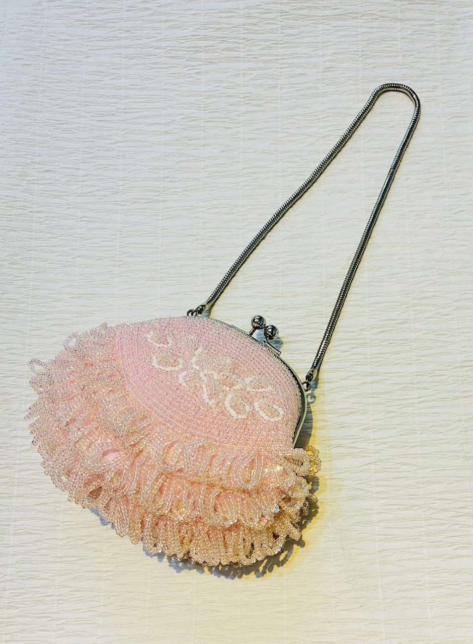 美品】昭和レトロ ビーズバッグ 和装用ビーズバッグ ピンク 