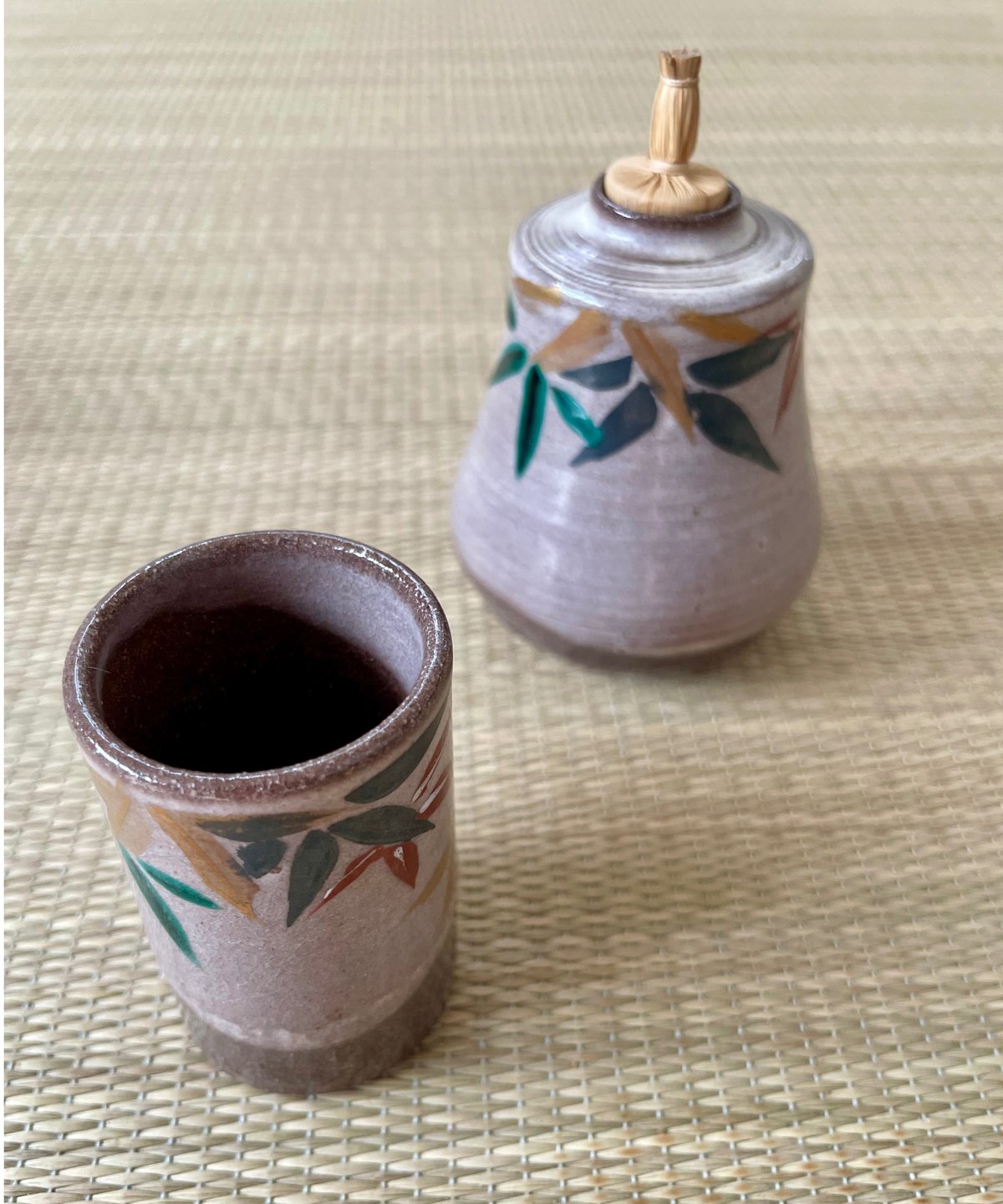 美品 在銘】作家物 茶箱用 仁清写し 茶碗 振出 茶巾筒三点セット