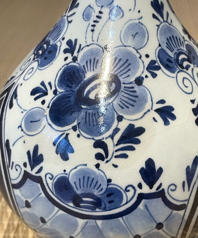 希少品】ヴィンテージ オランダ製 デルフト焼 レジーナ窯 手描き 細首