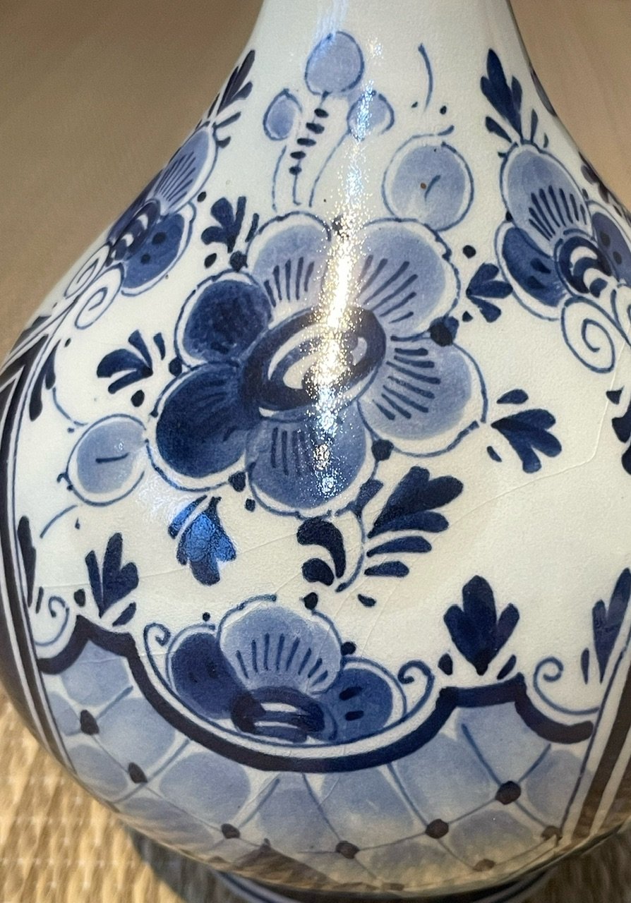 希少品】ヴィンテージ オランダ製 デルフト焼 レジーナ窯 手描き 細首