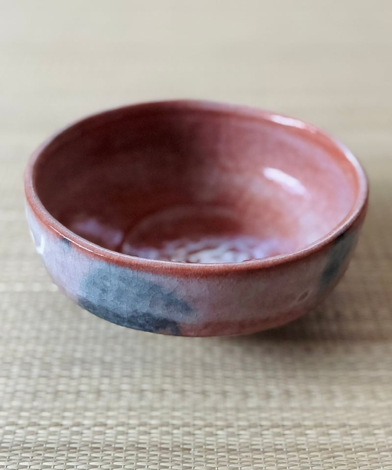 難有り特価品】祥悦造 旦入写し 梶の葉 七夕 赤楽茶碗 四本桟 桐共箱