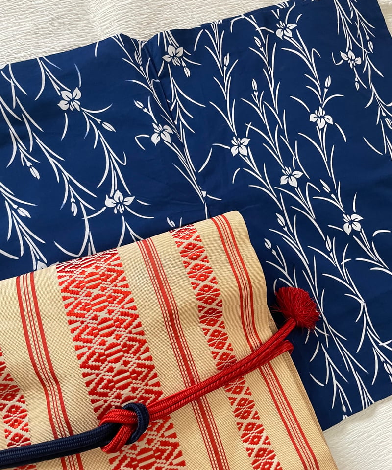 美品】竺仙謹製 浴衣 仕立て上がり 本型染め 綿コーマ 青 菖蒲 | ginyoudo