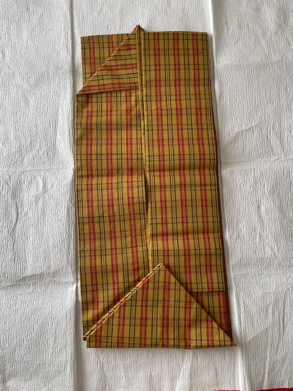 美品】正絹 名古屋帯 節紬 格子紋様 チェック柄 黄色 紬 | ginyoudo