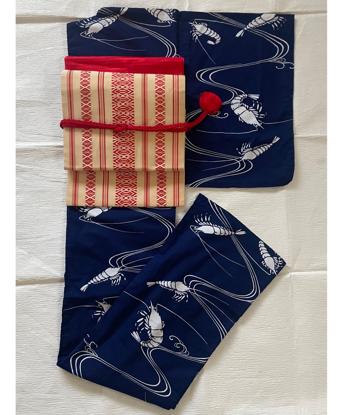 超美品　綿　コーマ　本染浴衣　着物　夏物　158㎝　水色　紺　白　紺　シンプル 美品 希少柄】本染 海老流水文様 綿コーマ 浴衣 紺 | ginyoudo