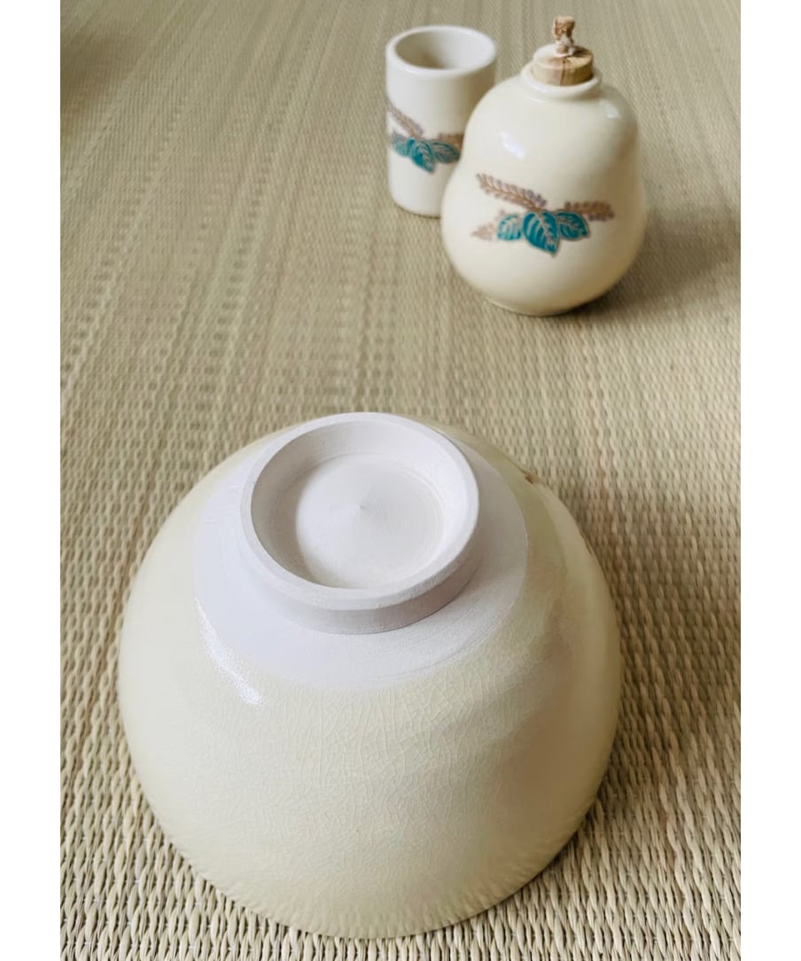 美品 紙箱付】在銘 加藤源平造 桐文様 茶箱用陶器三点セット 陶器三ツ