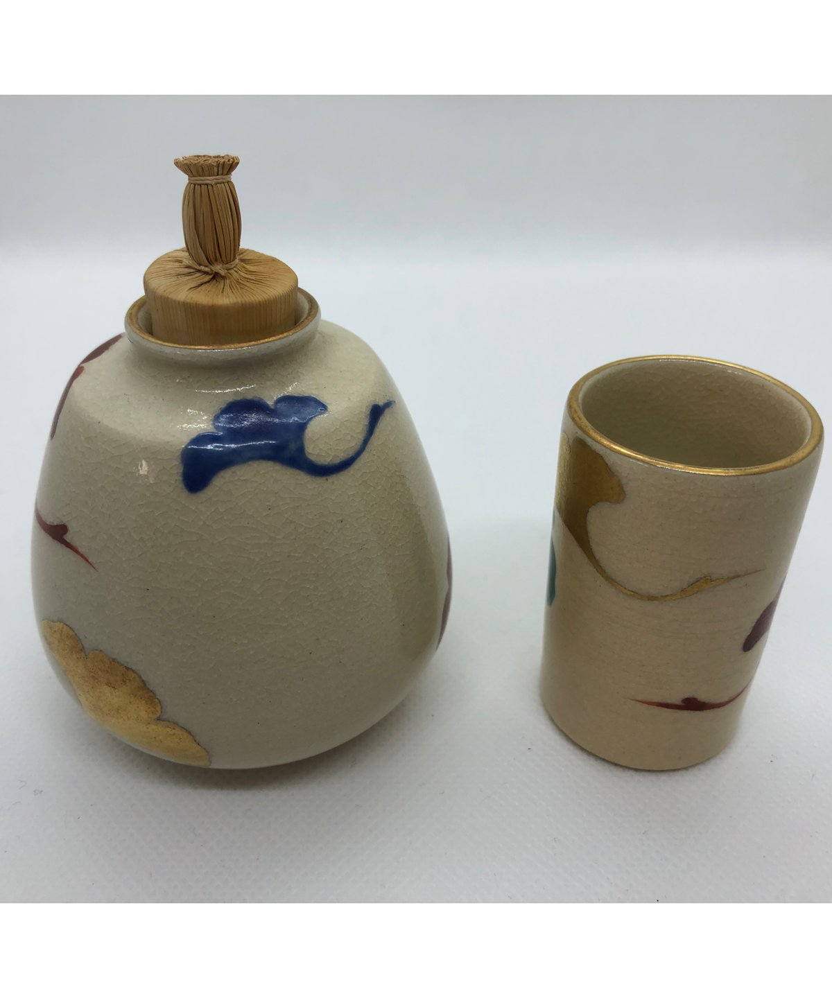 薩摩焼 金襴手 茶巾筒 丸十 安井 美品】清昌堂 やました銀杏文 振出・茶巾筒セット | ginyoudo
