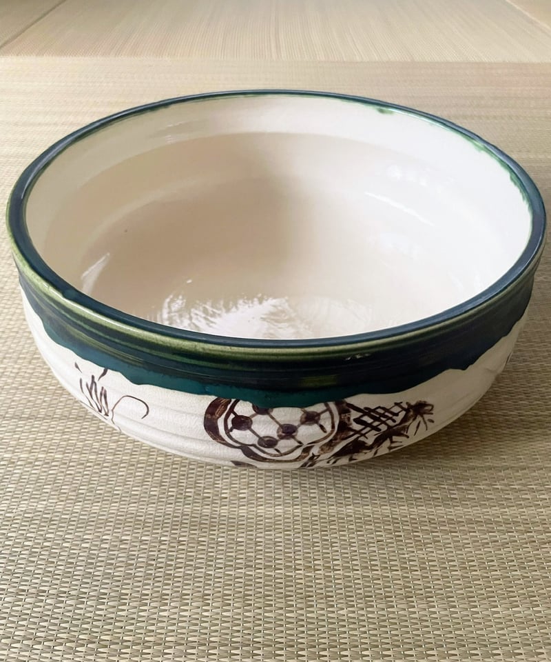美品】加藤五陶造 在銘 織部 割蓋付き 平水指 | ginyoudo