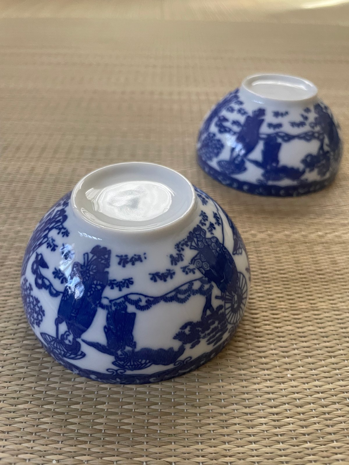 美品 同柄2客セット】日本特製 透かし芸者文様 エッグシェル 卵殻手