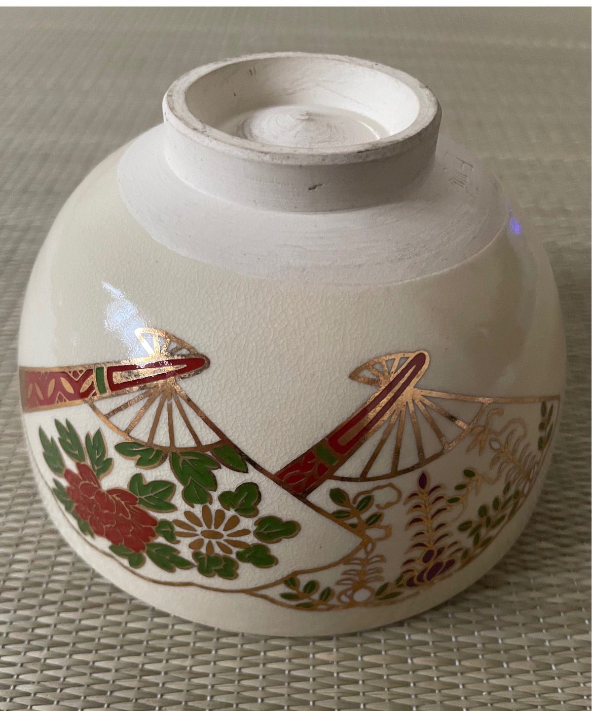 在銘】昌山造 茶箱用 扇面に藤 牡丹 京焼 抹茶碗 | ginyoudo