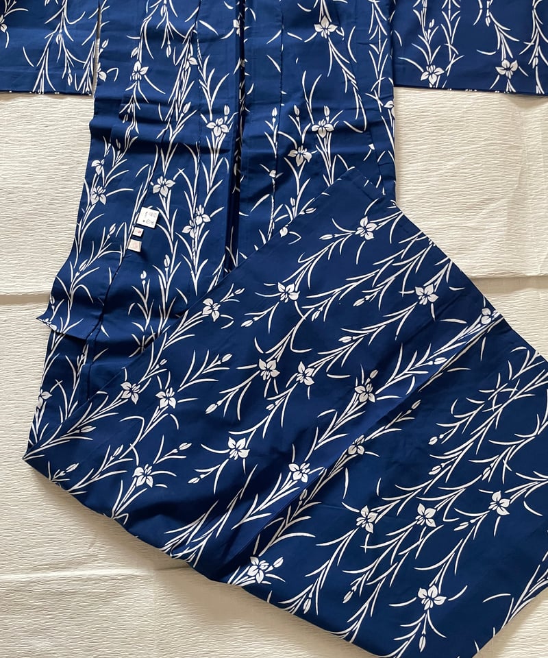 美品】竺仙謹製 浴衣 仕立て上がり 本型染め 綿コーマ 青 菖蒲 | ginyoudo