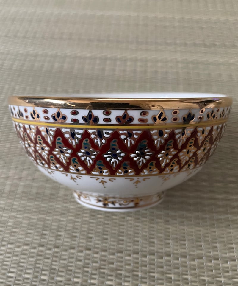 新品】タイ製 手描き ベンジャロン焼 磁器 ボウル 茶碗（茶色