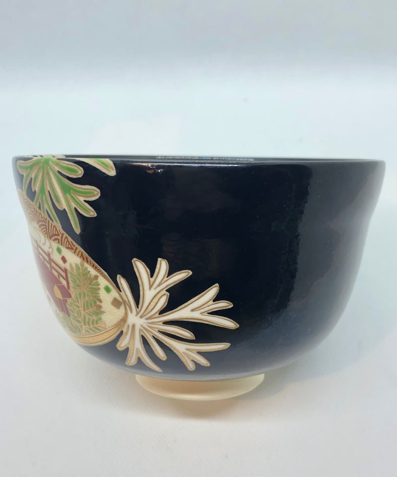 美品 在銘】宮地英香 黒仁清 海松貝文様 抹茶椀 | ginyoudo