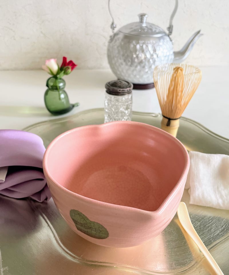 美品 在銘】中村良二造 ハート 抹茶碗 ピンク | ginyoudo