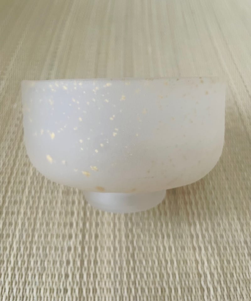 桐共箱 ウコン布付】日展作家 上野良樹造 硝子茶碗 磨りガラス 金砂子