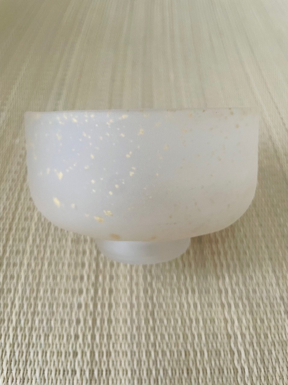 桐共箱 ウコン布付】日展作家 上野良樹造 硝子茶碗 磨りガラス 金砂子