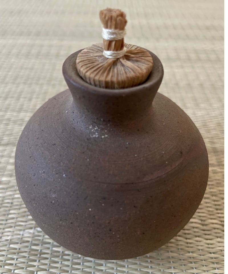 作家もの】底サイン有 備前焼 焼締め 振出 茶道具 茶箱 金平糖入れ
