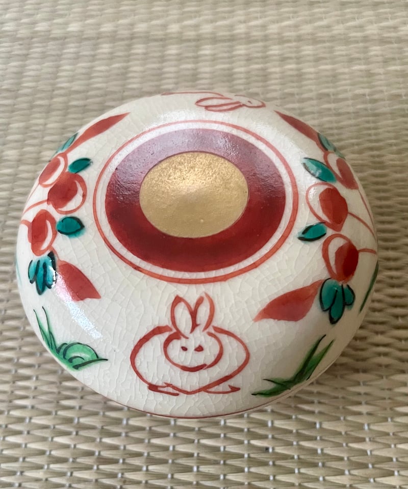 在銘】京焼 色絵 うさぎ（兎 ウサギ）香合 見立て薄茶器 | ginyoudo