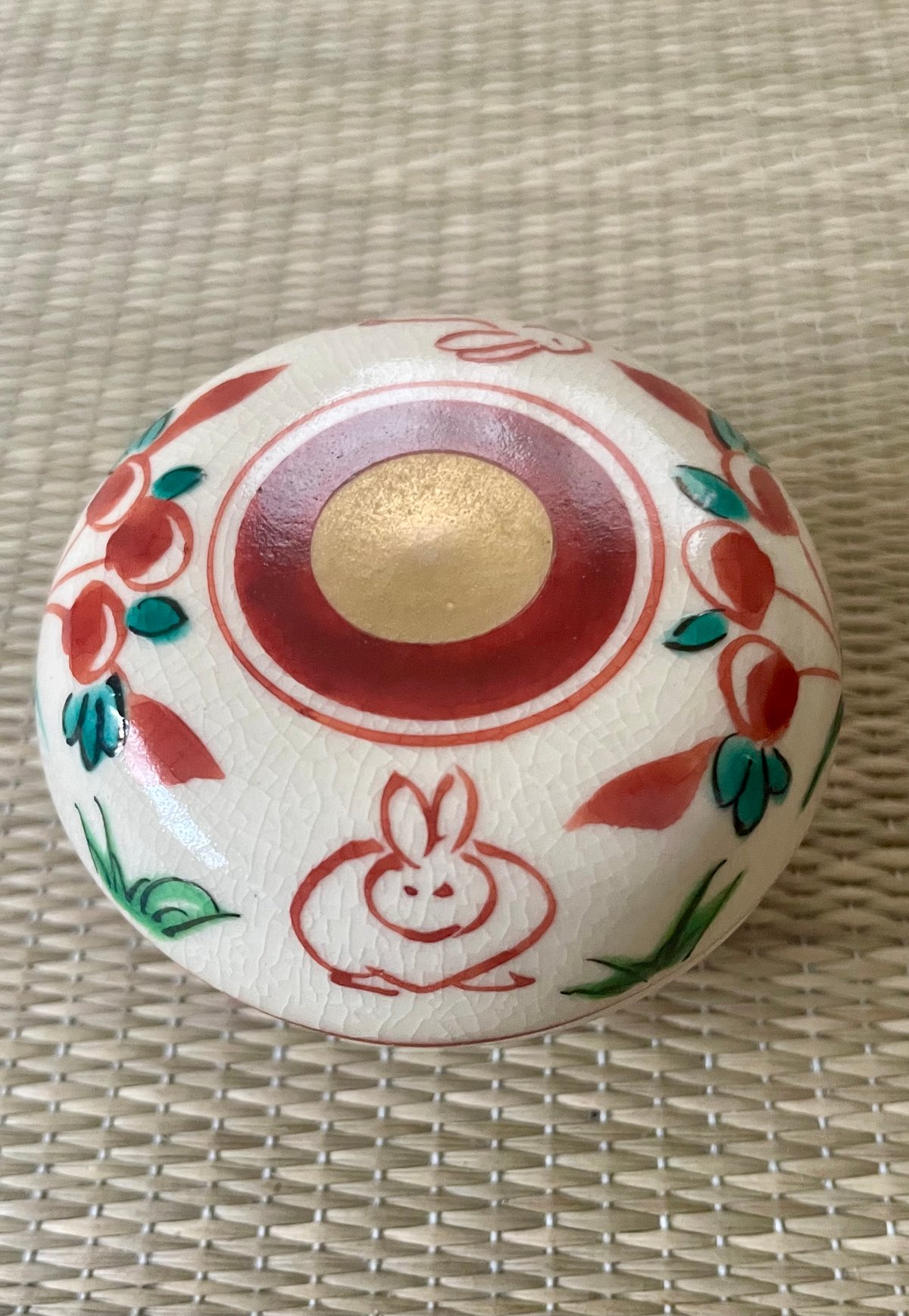 在銘】京焼 色絵 うさぎ（兎 ウサギ）香合 見立て薄茶器 | ginyoudo