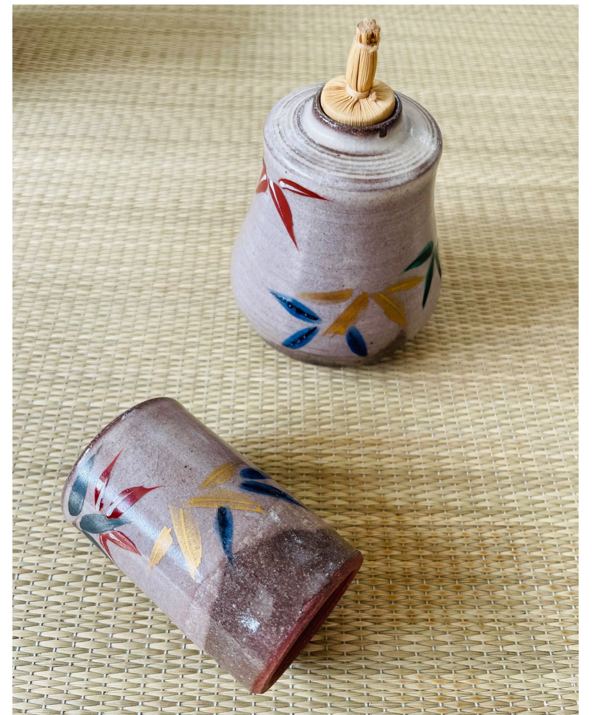 美品 在銘】作家物 茶箱用 仁清写し 茶碗 振出 茶巾筒三点セット