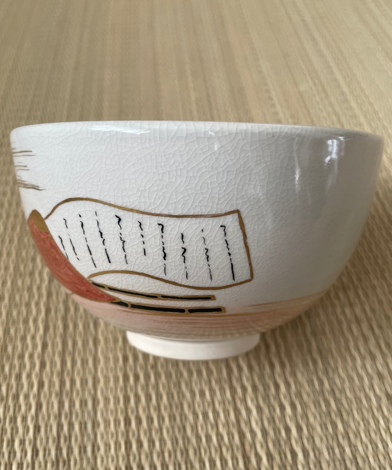 在銘 紙箱付】川添寿楽造 笠に巻物 京焼 茶碗 | ginyoudo